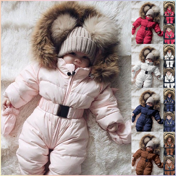 baby romper with fur collar