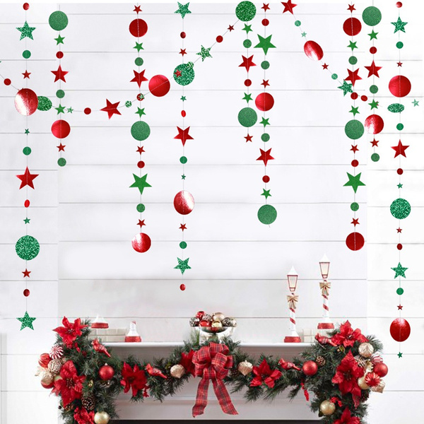 Red White Green Hanging Paper for Christmas Party Decorations