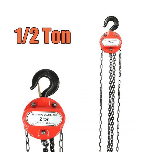 1 2 Ton Chain Block Hoist Heavy Duty Tackle Lifting Pulley Wish