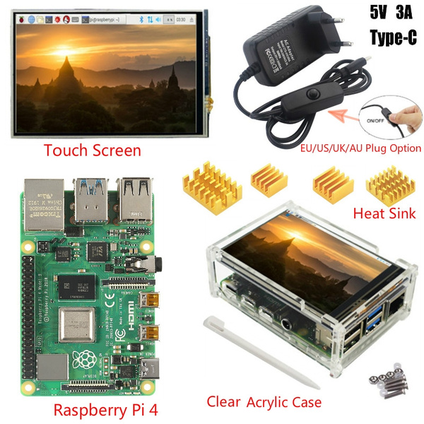 RPI4 Display Starter Kit:Raspberry Pi 4 B Board+Touch screen+Clear  Case+Stylus+Heat Sinks