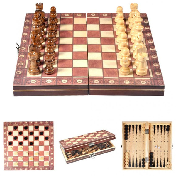 Folding Wood International Chess Board Game International Chess