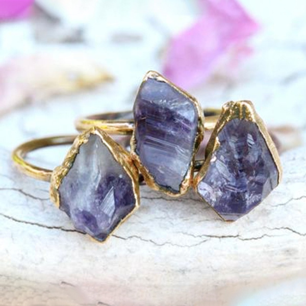 raw amethyst ring