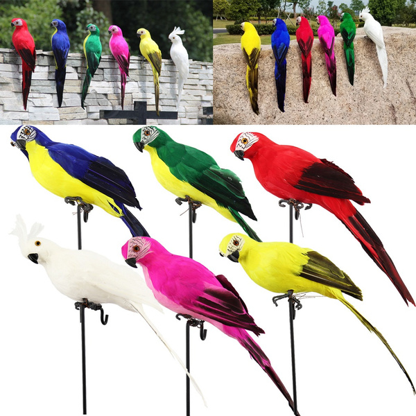 25cm Fake Parrot Artificial Birds Model Outdoor Home Garden Lawn Tree Decor