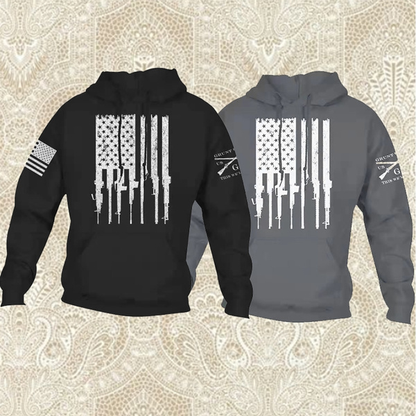 woodland camo flag hoodie