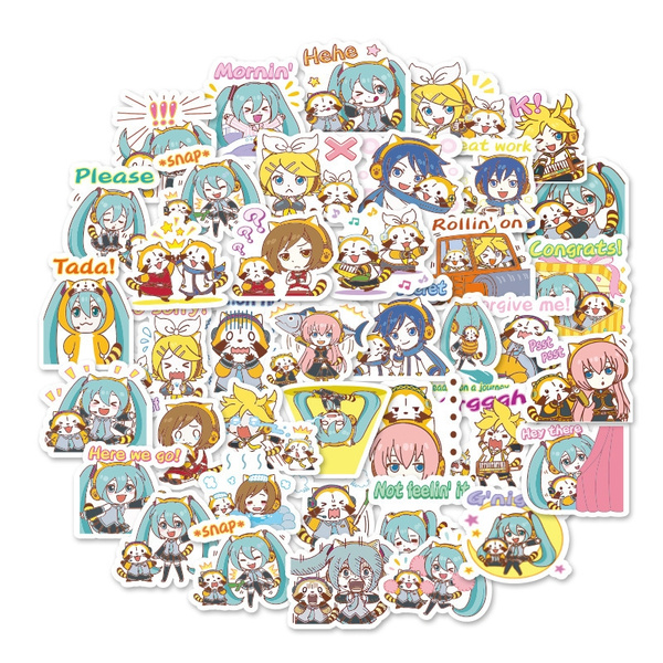 40Pcs Cute Label Hatsune Miku stickers Diary Handmade Adhesive Paper Flake  Sticker Scrapbooking Stationery stickers