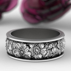 Sterling, vintage ring, wedding ring, Nature
