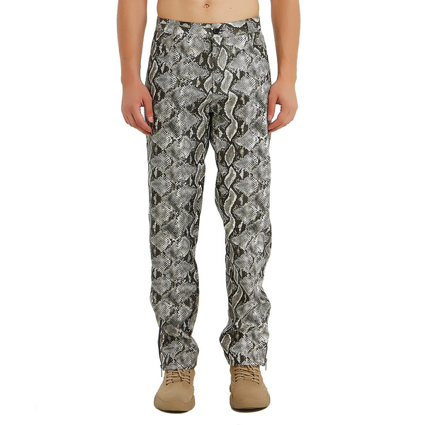 leather pants trendy men's slim pants 