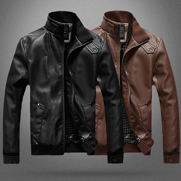 Motorcycle Black Leather Jacket Men 