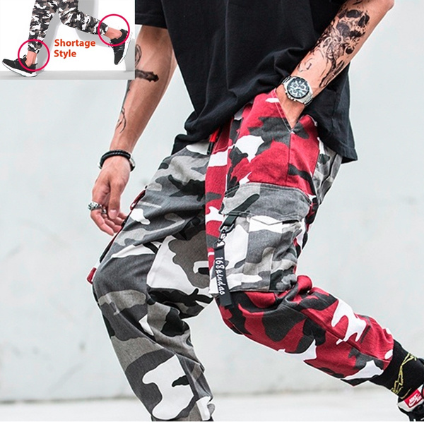 Red and black store camo pants mens