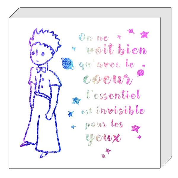 Le Petit Prince Q9738 Cadre Lumineux Bois Le Petit Prince Blanc Citation x Cm Wood Light Frame Le Petit Prince White Quote x Cm Holz Lichtrahmen Le