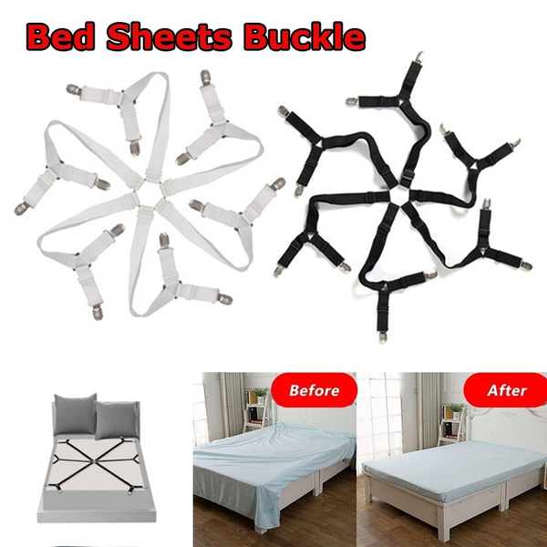 3 Way 6 Sides Household Grippers Bed Sheets Buckle Bedding Holder  Slip-Resistant Straps Mattress Clip Elastic Fastener Belt