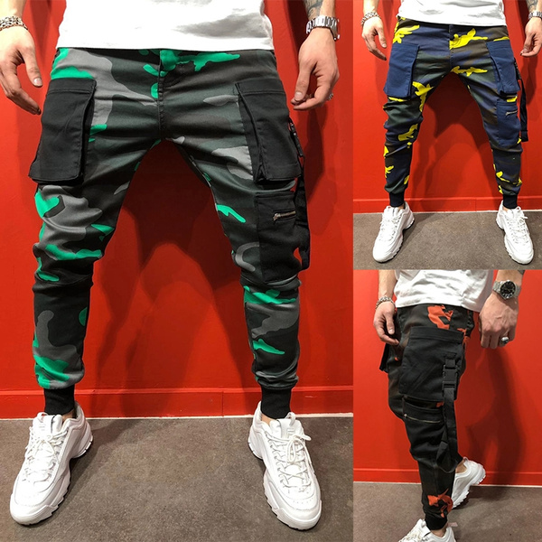 Men Multi Pocket Pants Casual Camo Long 