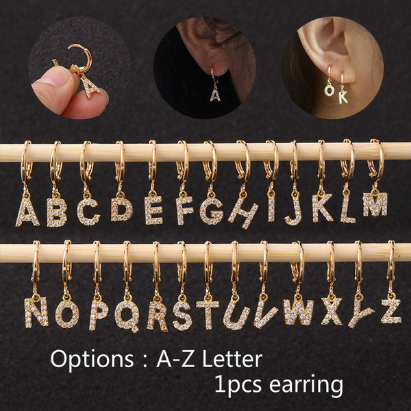 Zircon Ear Piercing Earring, Earrings English Letters