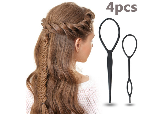 4pcs Plastic Hair Loop Styling Tool Topsy Tail Hair Braid Ponytail Styling  Clip Bun Maker for Girls Hairstyles Maker Styling
