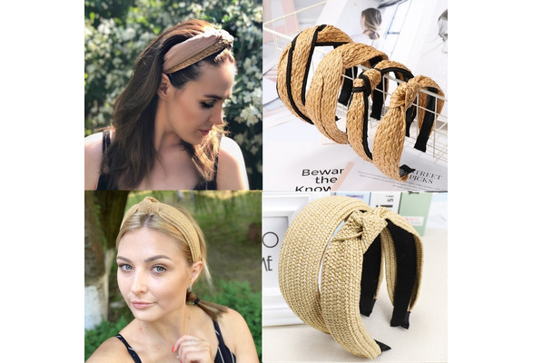 Headband Straw Bezel Women Girls Turban Wide Hair Accessories Size Hairband
