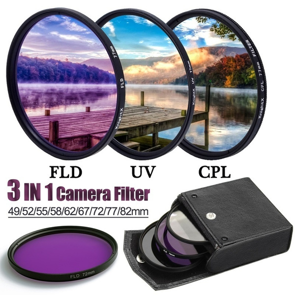 49MM 52MM 55MM 58MM 62MM 67MM 72MM 77MM 82MM UV + CPL + FLD 3 In 1 Lens ...