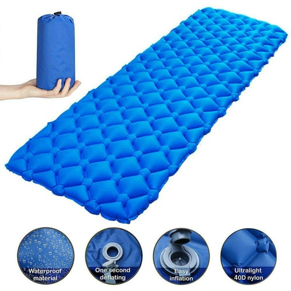 Portable Outdoor Sleeping Pad Camping Mat Nylon Inflatable Lightweight  Ultralight Compact Waterproof Air Camping Pad Comfy for Camping & Outdoor  