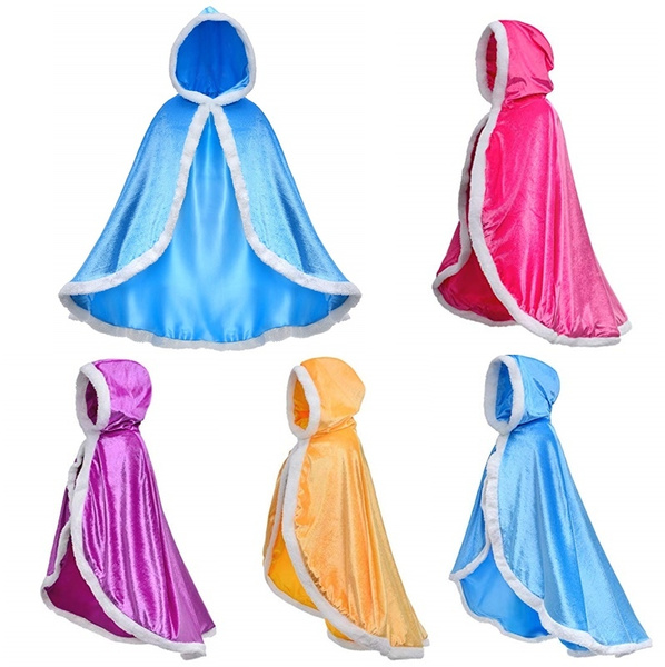 Fur Princess Hooded Cape Cloaks Costume for Girls Dress Up 3-12 Years