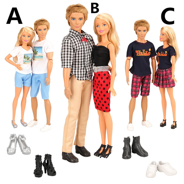 1 Vêtements + 1 Chaussures a Stillshine New Fashion Short Shirt Tenue décontractée pour Le Petit ami de Barbie Ken Doll / Chaussures Accessoires pour Ken 