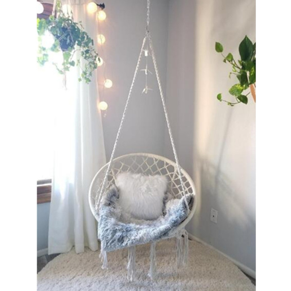 Hammock Chair Macrame Swing Handmade Swing Chair Prefect For Indoor/Outdoor NEW 