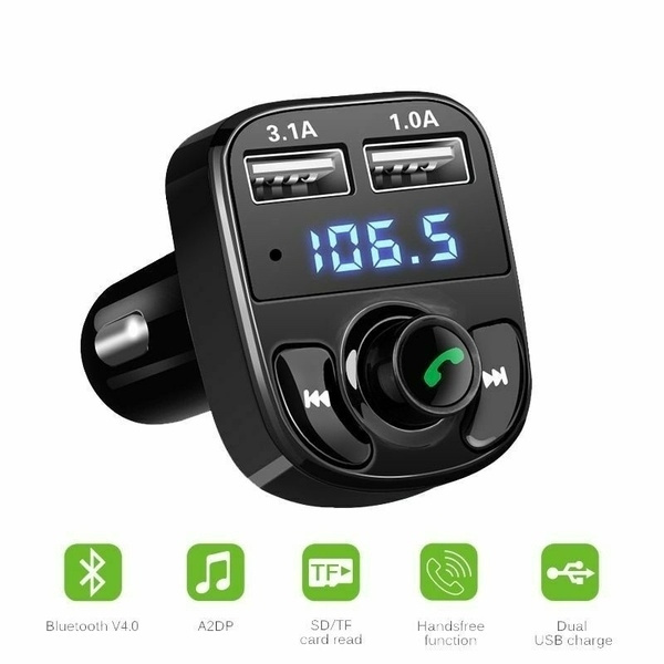 12~24V Wireless BT Handsfree Car Kit FM Transmitter MP3 Player Dual USB Charger 