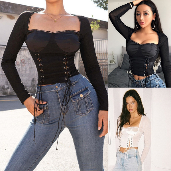 LONG SLEEVE BUSTIER TOP  Fashion clothes women, Clothes for women
