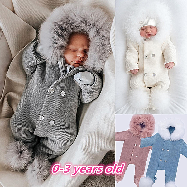 Baby romper with sales fur collar