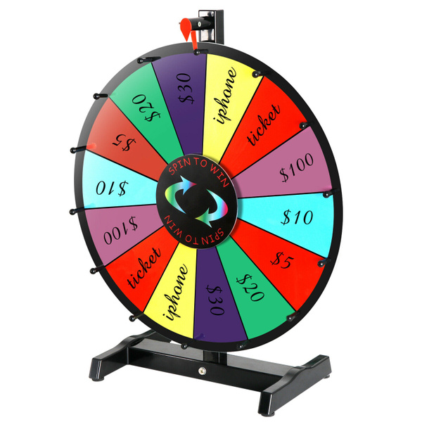 Spin to Win 18" Spinning Prize Wheel of Fortune Game Tabletop Dry Erase 14 Slot 