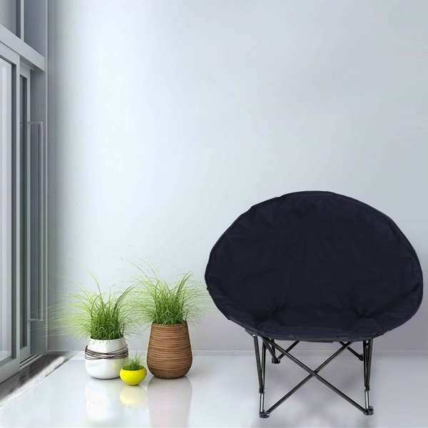 Moon Chair Folding Padded Seat Lounge Large Round Furniture Dorm Bedroom Black Wish Moon Chair Folding Padded Seat Lounge, Round Folding Dorm Chair