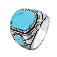 Blues, Turquoise, Fashion, mensstainlesssteelring