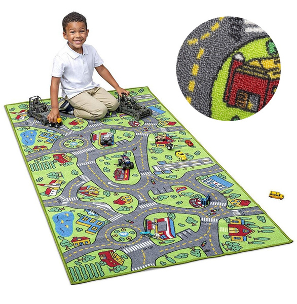 Play, Kids Carpet Playmat Rug City Life Great For Playing With Cars and Toys 