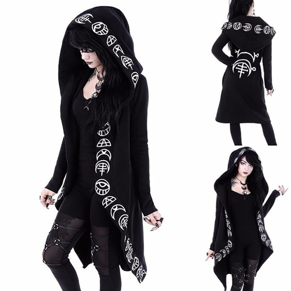 Rat Baby Women's Book Of Spells Witchy Black Cape Gothic Cardigan Sweater SM-XL 