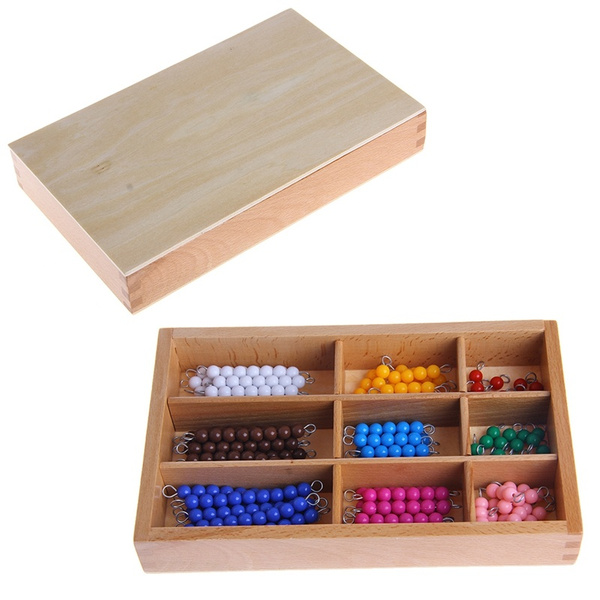 Mathematics Material 1-9 Beads Bar in Wooden Box Early Preschool Toy ...