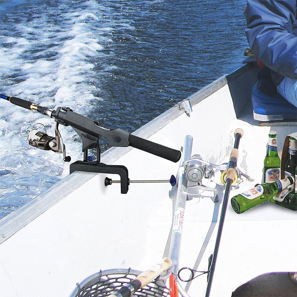 Fishing Boat Rods Holder With Large Clamp Opening 360 Degree Adjustable Fishing Rod Racks Folding Holder