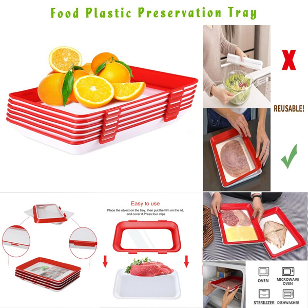 Clever Tray Creative Food Plastic Preservation Tray Kitchen Food Fresh  Keeping Storage Container Microwave Food Preservation