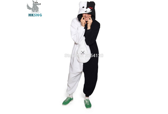 Monokuma Kigurumis Adult Onesie Anime Bear Jumpsuit Pajama Black White Animal Outfit Women Men Couple Party Suit Winter Overalls