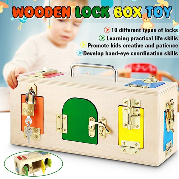 Montessori Practical Material Wooden Lock Box Locks and Keys Life Skill  Learning Kids Early Educational Toy