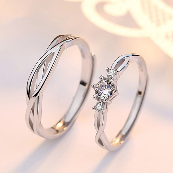 silver couple rings for lovers