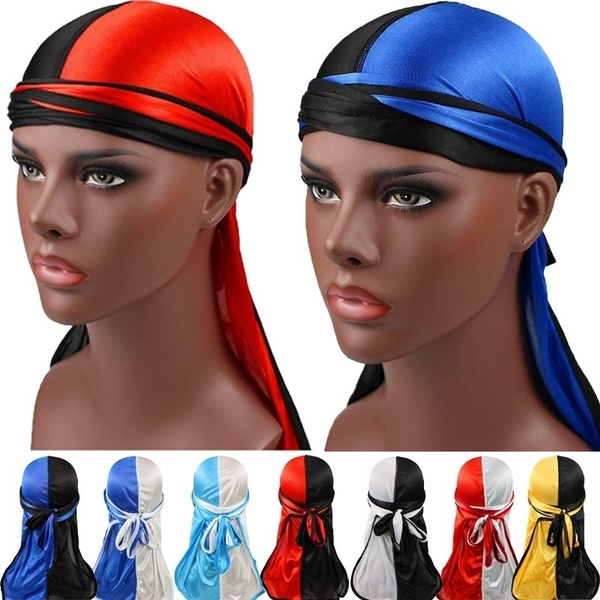 Ejendommelige Footpad personificering Fashion Women& Men Silky Durag Bandana Hat Durag Hip Hop Headwrap Doo DU-RAG  Double Color Turban Wrapped Hat Pirate Caps | Wish