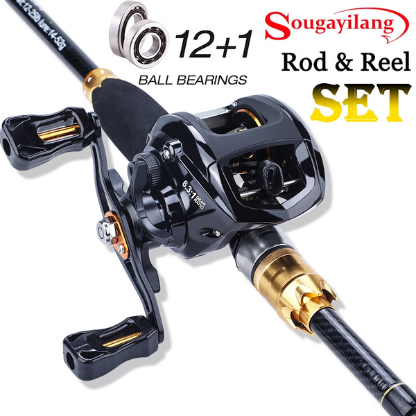 Sougayilang Casting Fishing Rod and Reel Combos 4 Section Portable