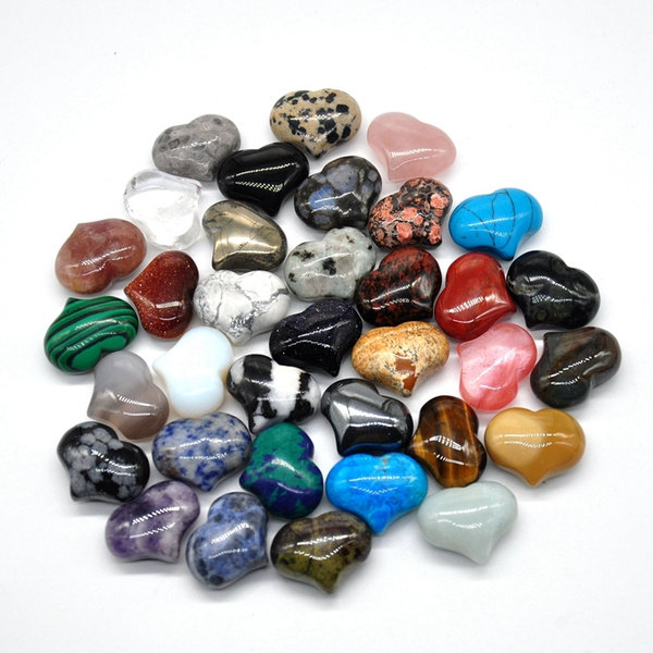 Assorted Gemstones Love Heart Crystal Healing 