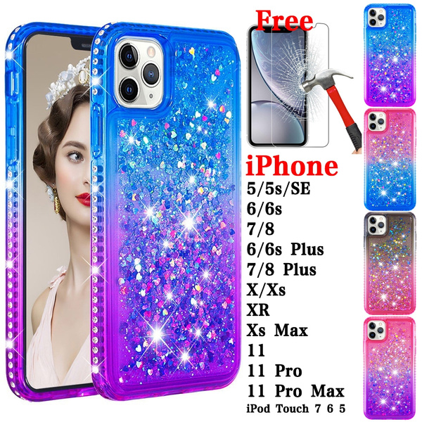 Apple iPhone 11 Case Glitter Liquid Quicksand Sparkle Diamond Cute Shock Absorption Clear Protective Phone Case Cover for iphone