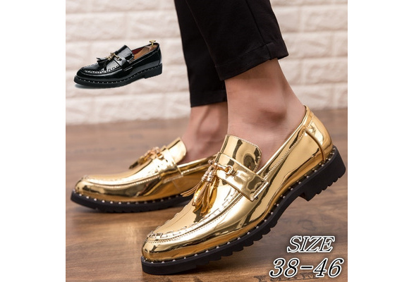 Mens Black Bit Loafers Shoes with Gold Metal Decoration - Leather Skin Shop