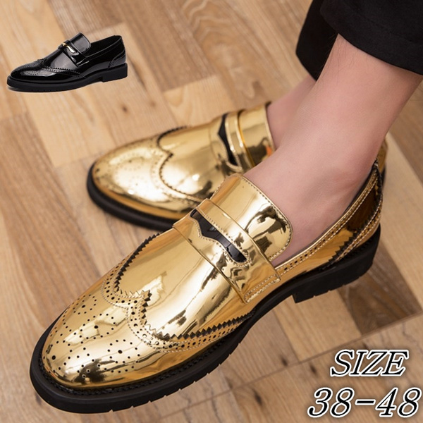 gold slip on dress shoes