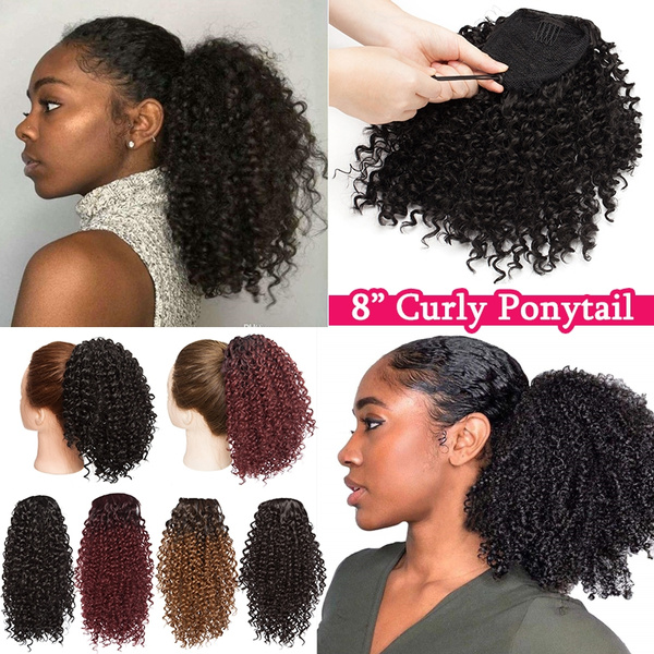 Wrak Grondig wetenschapper 8" Short Afro Curly Ponytail Braid Wig African American Wigs for Women Clip  Hair Drawstring Ponytails | Wish