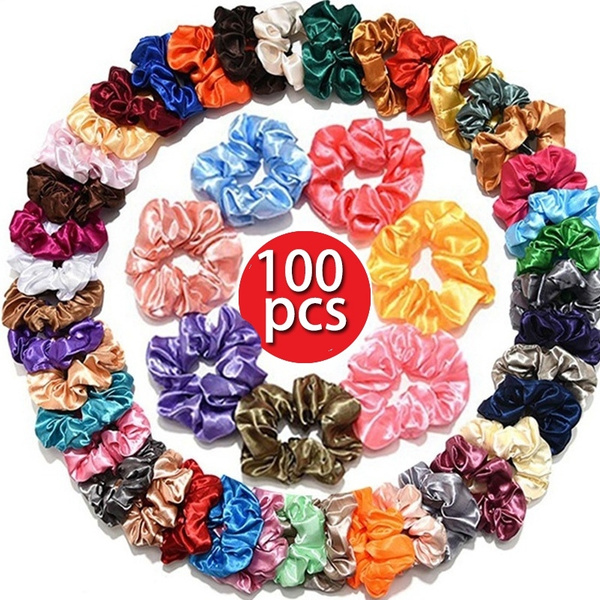 20/30/50/100Pcs Hair Silk Scrunchies Elastic Hair Bands Scrunchy Hair Ties Ropes Scrunchie For Women Girls Hair Accessories | Wish