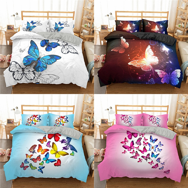 2 Frogs Tongue Colorful Twin Queen & King Size Duvet Cover Bedding Set Butterfly 
