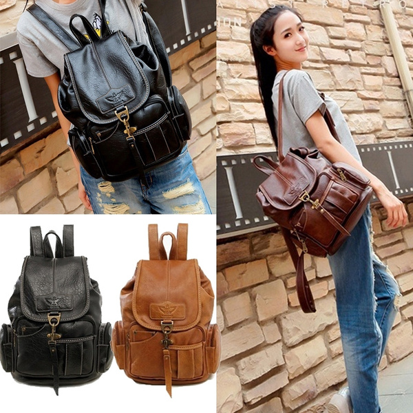 Mujer Mochila Retro Moda Piel Bolso De Hombro Mujer Mochila Retro Moda Piel Bolso De Hombro