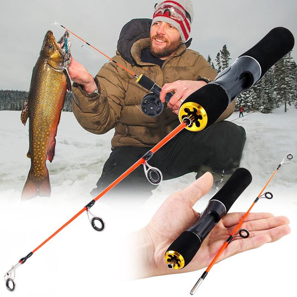 Ice fishing rod two sections black metal guide ring 48cm ice
