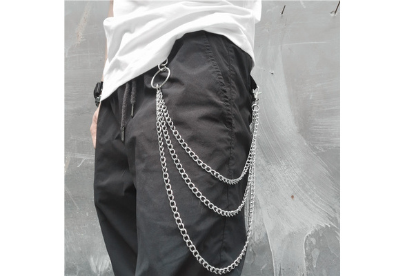 Hip Hop Personality Fashion Men Punk Multilayer Chains Metal Chain Jeans  Chain Waist Chain